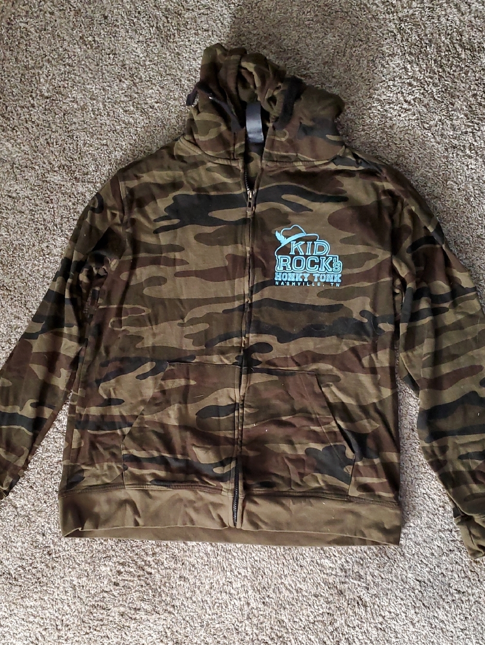 Kid Rock Camo Zip-Up Hoodie - Green Camo, Logo Front